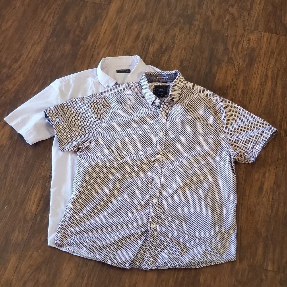 2 Collar Shirts Slim Fit Men Large